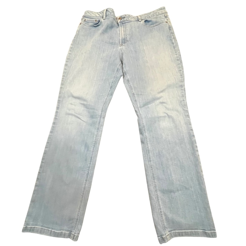 LL‎ Bean Womens Light Wash Straight Leg Denim Jeans Size 18 Regular Mid Rise